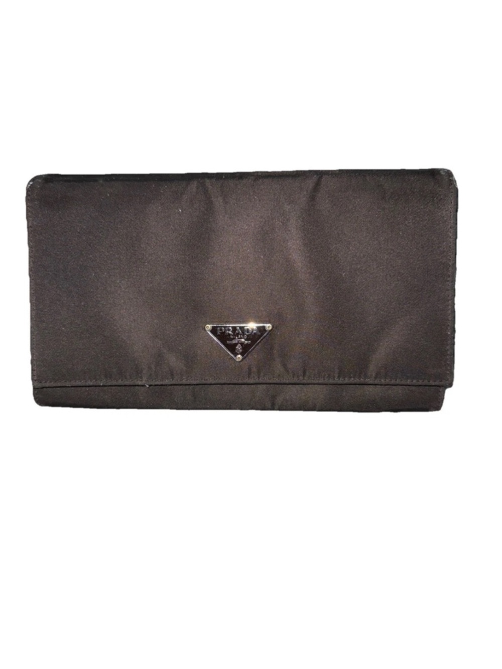 Prada Milano Vintage Nylon Brown with Silver Hardware & Logo Wallet Large